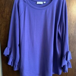 Belle by Kim Gravel Purple Ruffle Sleeve Sweater